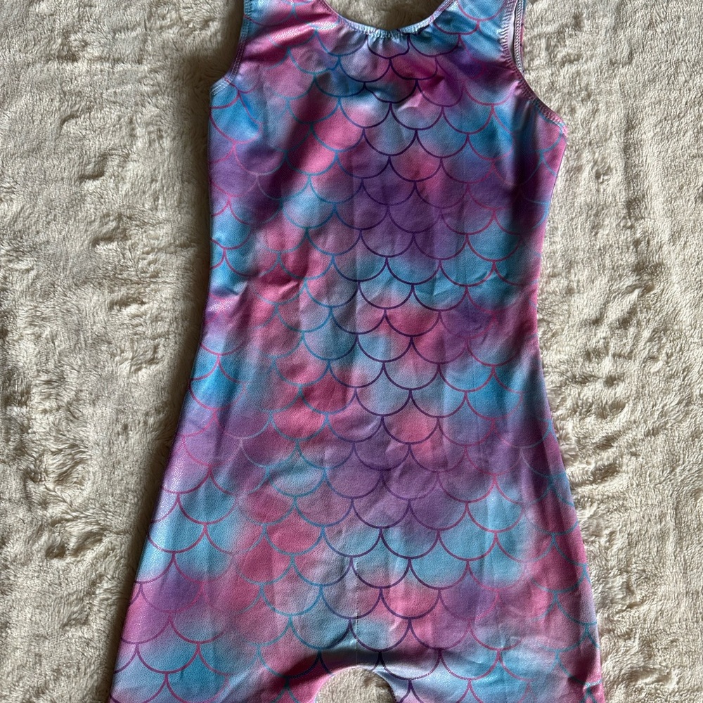 Colorful Mermaid Scale gymnastics leotard